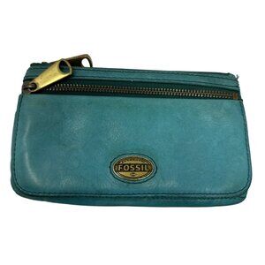 Fossil Leather Turquoise Organizer Clutch Wallet